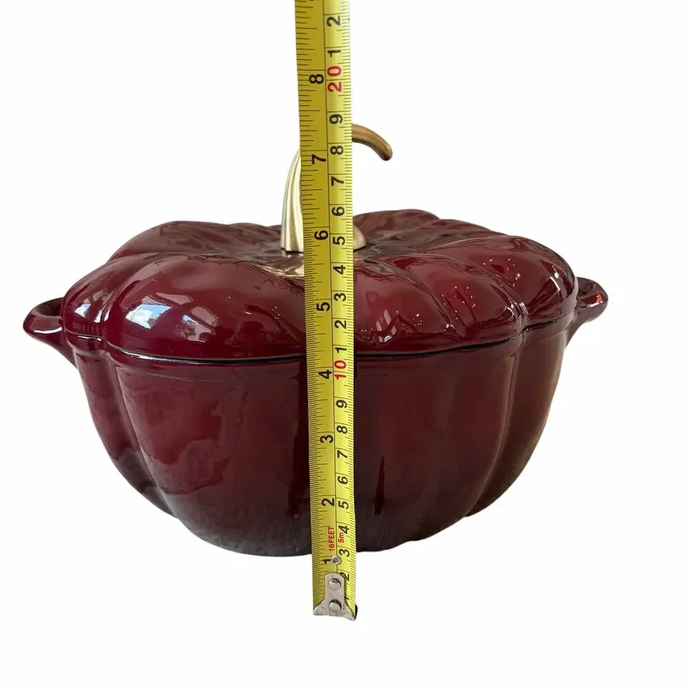 Smith & Clark Ironworks Pumpkin Dutch Oven 4qt Cast Iron Dark Red Enamel NEW